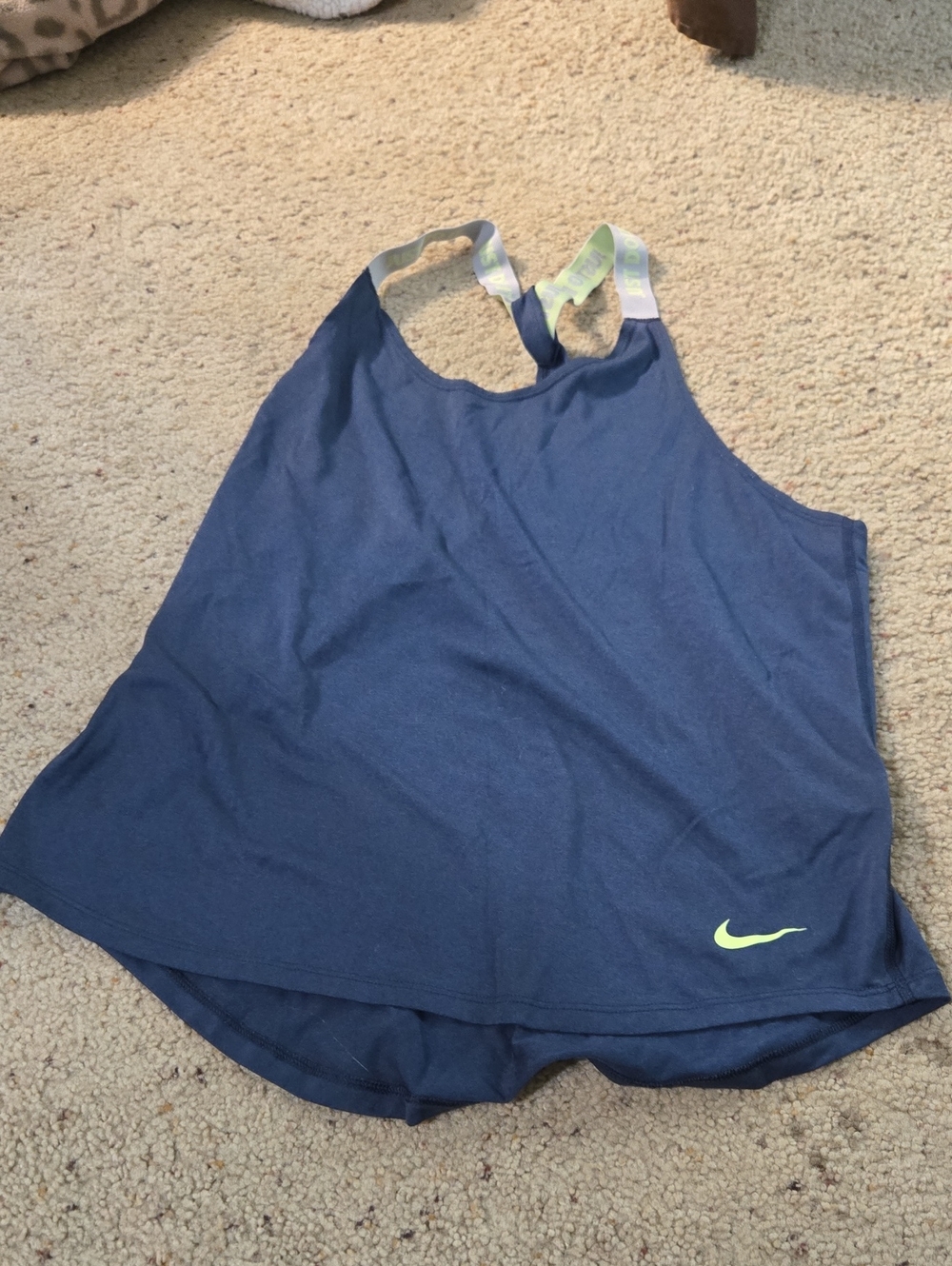 Nike Navy Workout Tank with Neon Swoosh